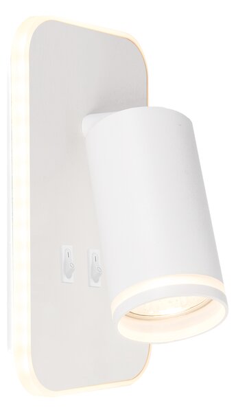 Nástenné svietidlo Pipe Ring, 1x biele kovové tienidlo + 1x LED 6w, w, vypínač