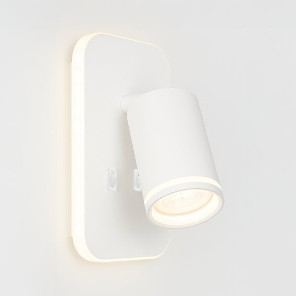 Nástenné svietidlo Pipe Ring, 1x biele kovové tienidlo + 1x LED 6w, w, vypínač