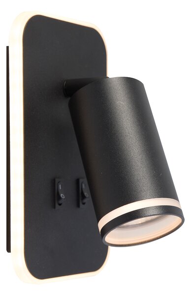 Nástenné svietidlo Pipe Ring, 1x čierne kovové tienidlo + 1x LED 6w, b, vypínač