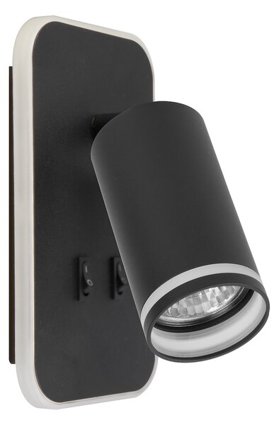 Nástenné svietidlo Pipe Ring, 1x čierne kovové tienidlo + 1x LED 6w, b, vypínač