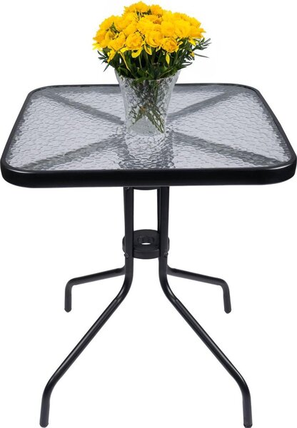 Sklenený konferenčný stolík na balkón terasu terasu Square Black
