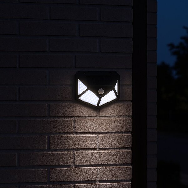 Exteriérové solárne nástenné LED svietidlo Batman, 1x LED 3w, čierna, pohybový senzor