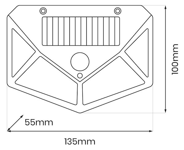 Exteriérové solárne nástenné LED svietidlo Batman, 1x LED 3w, čierna, pohybový senzor