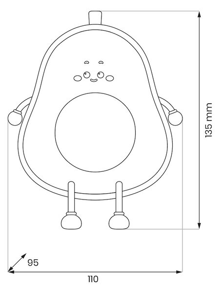 Detská lampa Avocado, 1w, 3000k