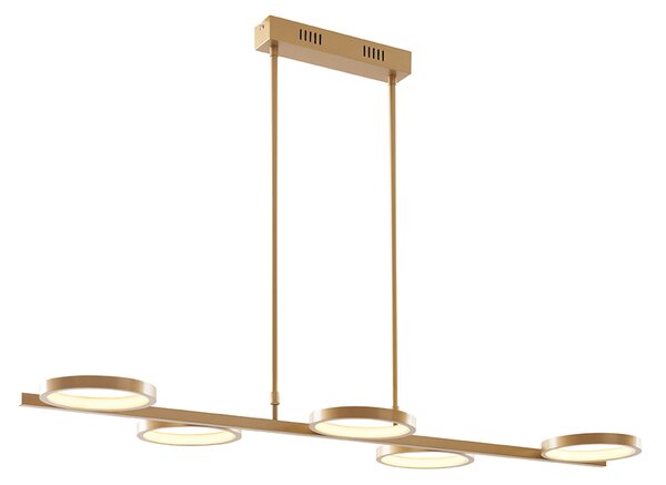 Moderné závesné svietidlo vrátane LED 3-stupňového stmievateľného zlatého 5-svetla - Vivé