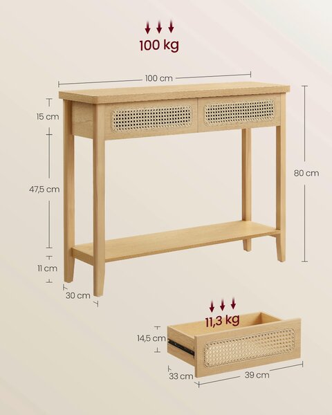 KONZOLA, farba pínie, kompozitné drevo, 100/80/30 cm MID.YOU - Online Only obývacie izby, Online Only