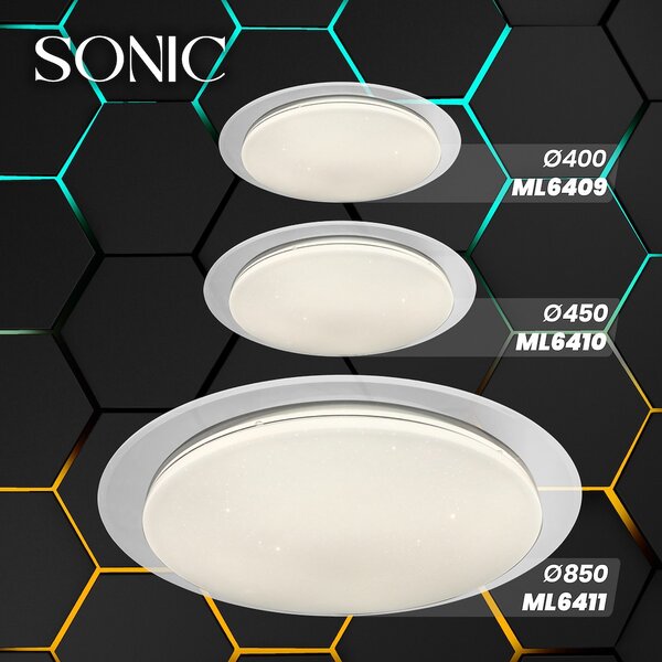 Stropné LED svietidlo Sonic, 1x LED 35w, 3000-6000k, w, (fi 45cm), s ovládačom