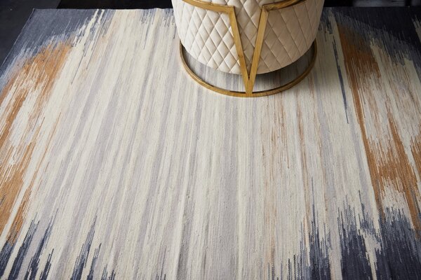 Diamond Carpets India , Ručne viazaný kusový koberec Ombre Paris DESP HL64 Ivory Charcoal, 120x170, viacfarebná, chodba / predsieň