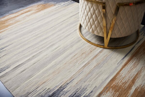 Diamond Carpets India , Ručne viazaný kusový koberec Ombre Paris DESP HL64 Ivory Charcoal, 120x170, viacfarebná, chodba / predsieň