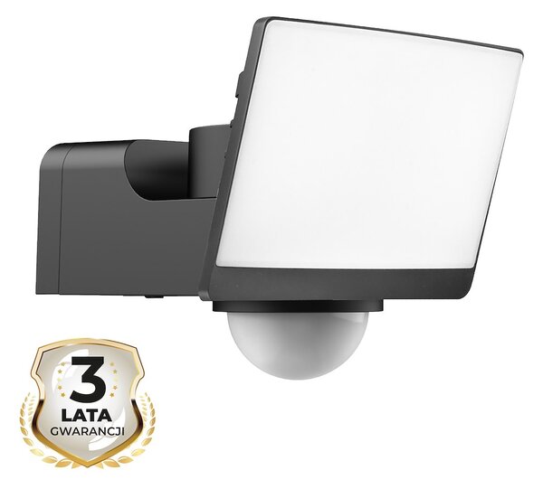 Exteriérové nástenné LED svietidlo Davos, 1x LED 30w, 4000k, čierna, pohybový senzor