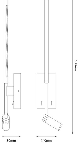 Nástenné svietidlo Torch, 1x biele kovové tienidlo + 1x LED 3w, w