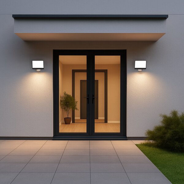 Exteriérové nástenné LED svietidlo Davos, 1x LED 30w, 4000k, čierna, pohybový senzor