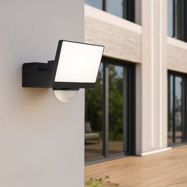 Exteriérové nástenné LED svietidlo Davos, 1x LED 30w, 4000k, čierna, pohybový senzor