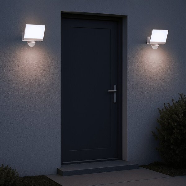 Exteriérové nástenné LED svietidlo Davos, 1x LED 30w, 4000k, biela, pohybový senzor