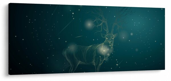 Obraz - Magický jeleň v noci (120x50 cm)