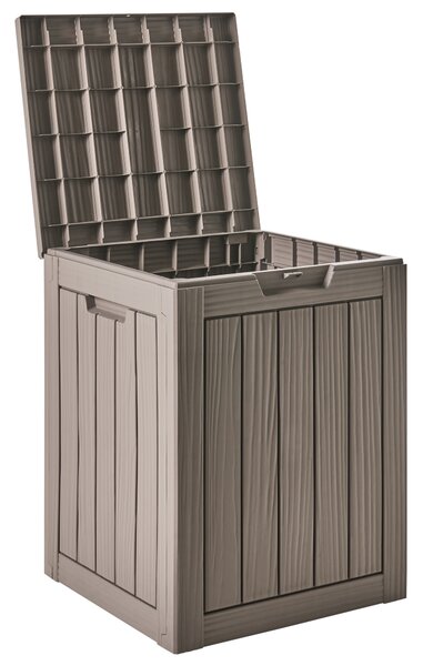 Záhradný úložný box s vekom sivobéžový polypropylén 46 x 58 cm vonkajší box na náradie