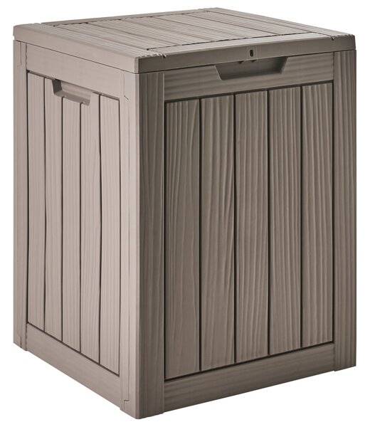 Záhradný úložný box s vekom sivobéžový polypropylén 46 x 58 cm vonkajší box na náradie
