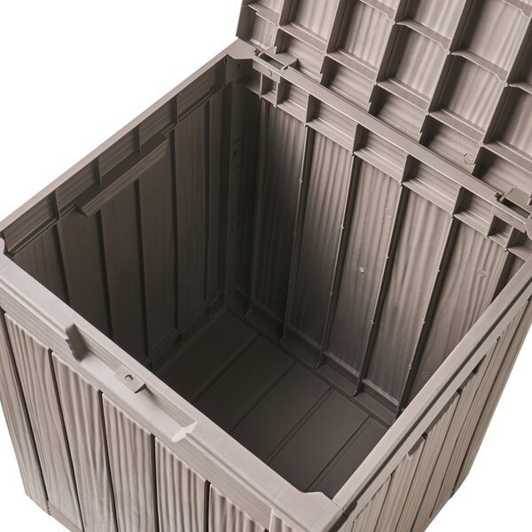 Záhradný úložný box s vekom sivobéžový polypropylén 46 x 58 cm vonkajší box na náradie