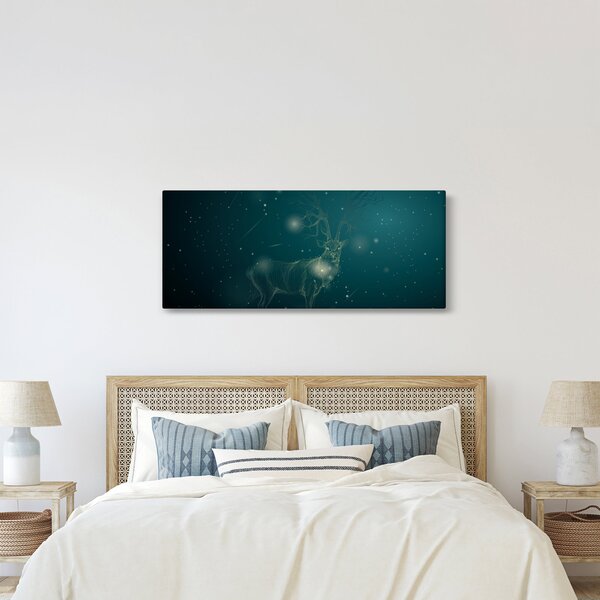 Obraz - Magický jeleň v noci (120x50 cm)