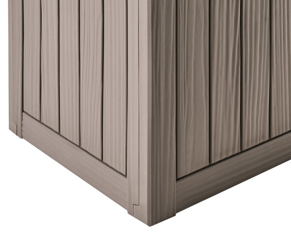 Záhradný úložný box s vekom sivobéžový polypropylén 46 x 58 cm vonkajší box na náradie