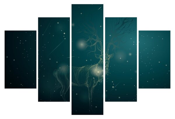 Obraz - Magický jeleň v noci (150x105 cm)
