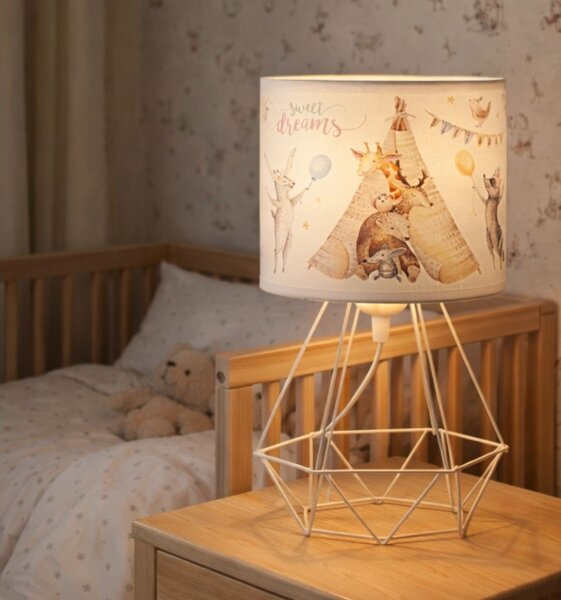 Detská stolová lampa KIDS ROOM 1xE27/60W/230V, priemer 18 cm, zvieratká