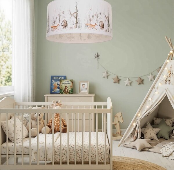 Detské stropné svietidlo KIDS ROOM 1xE27/60W/230V, pr. 40 cm, motív zvieratiek