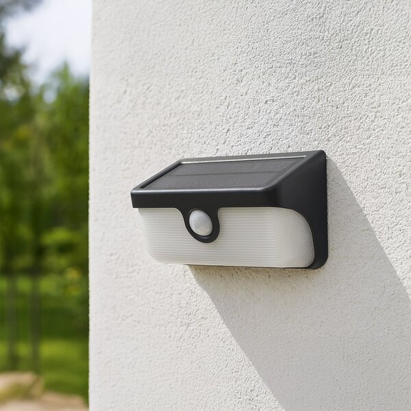 Exteriérové solárne nástenné LED svietidlo Link, 1x LED 5w, čierna, pohybový senzor