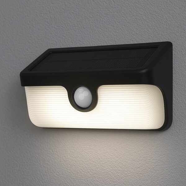 Exteriérové solárne nástenné LED svietidlo Link, 1x LED 5w, čierna, pohybový senzor