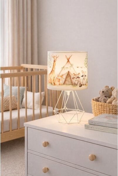 Detská stolná lampa KIDS ROOM 1xE27/60W/230V, priemer 18 cm, motív zvieratiek