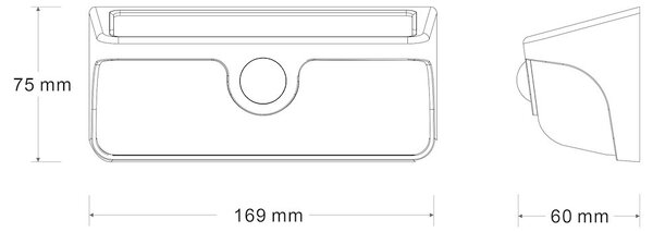 Exteriérové solárne nástenné LED svietidlo Link, 1x LED 5w, čierna, pohybový senzor