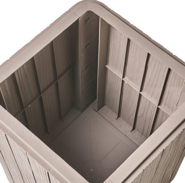 Záhradný úložný box s vekom sivobéžový polypropylén 40 x 42 cm vonkajší box na náradie