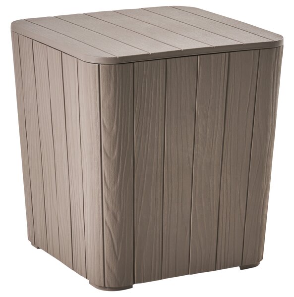 Záhradný úložný box s vekom sivobéžový polypropylén 40 x 42 cm vonkajší box na náradie