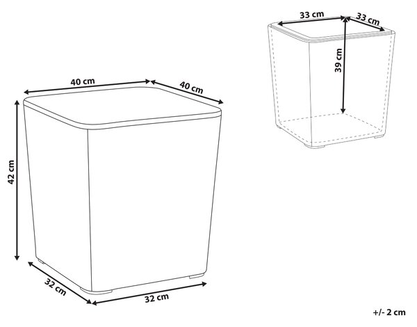 Záhradný úložný box s vekom sivobéžový polypropylén 40 x 42 cm vonkajší box na náradie
