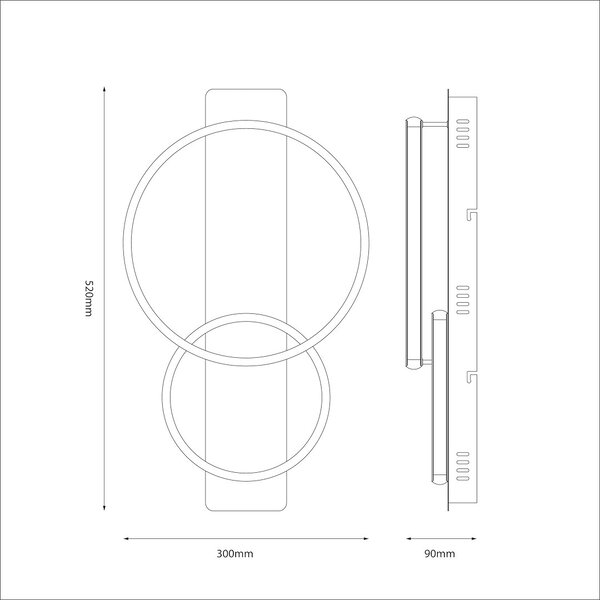 Stropné LED svietidlo Rowena, 2x LED 14w, 4000k, b/imitácia dreva