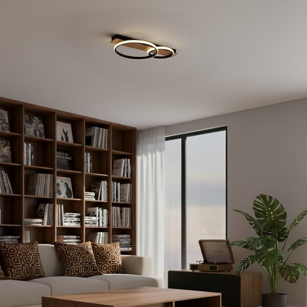 Stropné LED svietidlo Rowena, 2x LED 14w, 4000k, b/imitácia dreva