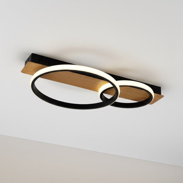 Stropné LED svietidlo Rowena, 2x LED 14w, 4000k, b/imitácia dreva