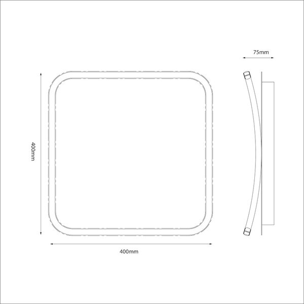 Stropné LED svietidlo Cali Square, 1x LED 30w, 4000k, b