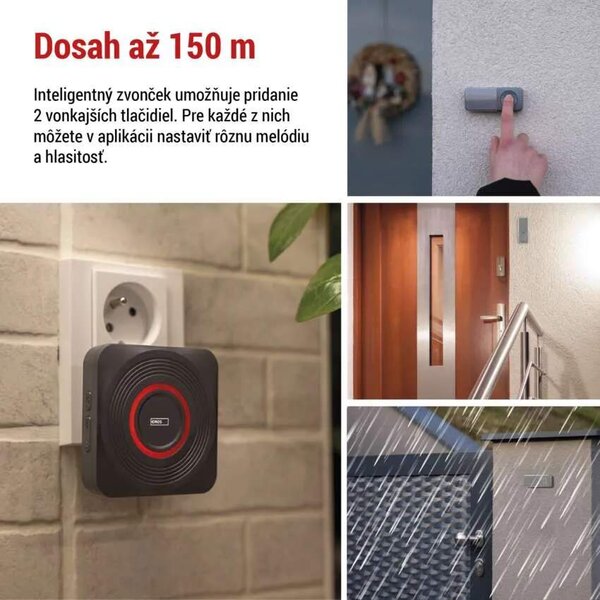 GoSmart Domový bezdrôtový zvonček do zásuvky s WiFi, šedý (P5735SS)