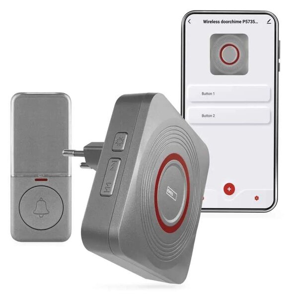 GoSmart Domový bezdrôtový zvonček do zásuvky s WiFi, šedý (P5735SS)