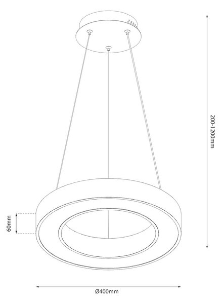 Závesné LED svietidlo Union, 1x LED 40w, 3000-6000k, b