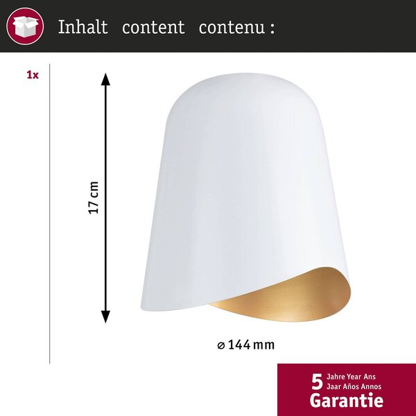 Tienidlo na lampu Paulmann URail Alvaro biele/zlaté DecoSystems, Biela / opálová, Obývacia izba / jedáleň, kov, Moderný, Koľajnicový systém