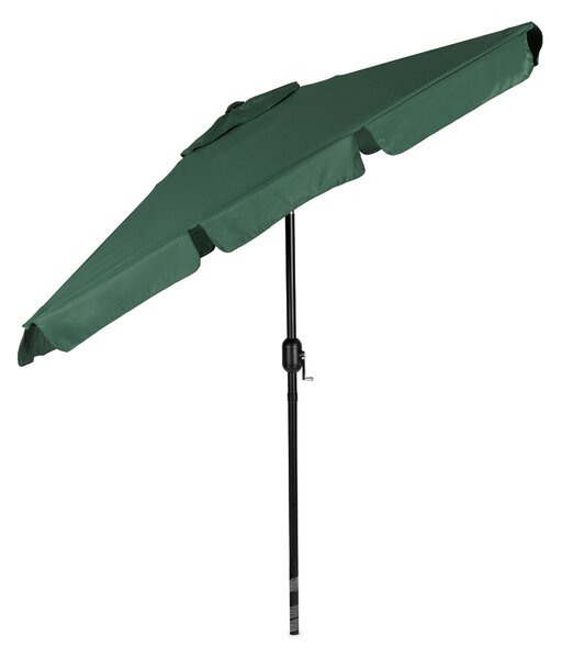 Obdĺžnikový veľký šikmý záhradný slnečník s kľukou zelený 200x130 cm MultiGarden