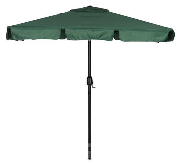 Obdĺžnikový veľký šikmý záhradný slnečník s kľukou zelený 200x130 cm MultiGarden