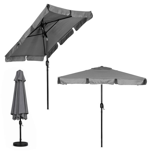 Obdĺžnikový veľký šikmý záhradný slnečník s kľukou sivý 200x130 cm MultiGarden