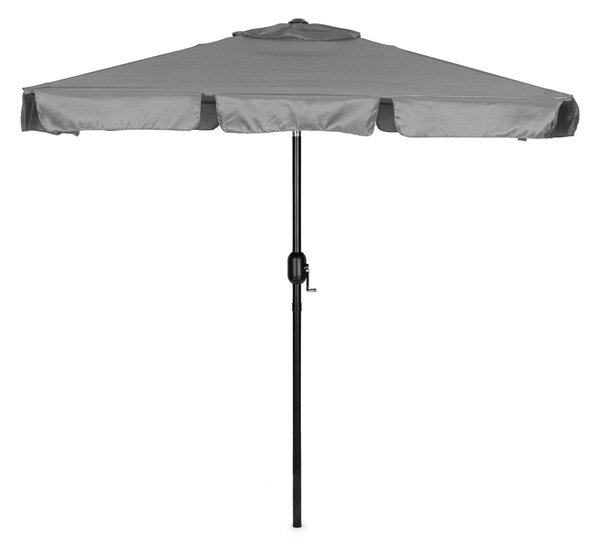 Obdĺžnikový veľký šikmý záhradný slnečník s kľukou sivý 200x130 cm MultiGarden
