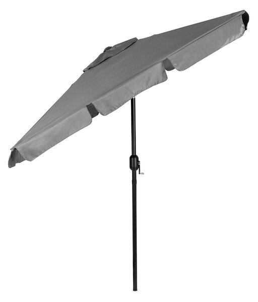 Obdĺžnikový veľký šikmý záhradný slnečník s kľukou sivý 200x130 cm MultiGarden