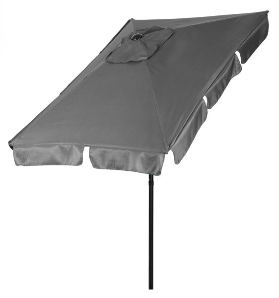 Obdĺžnikový veľký šikmý záhradný slnečník s kľukou sivý 200x130 cm MultiGarden