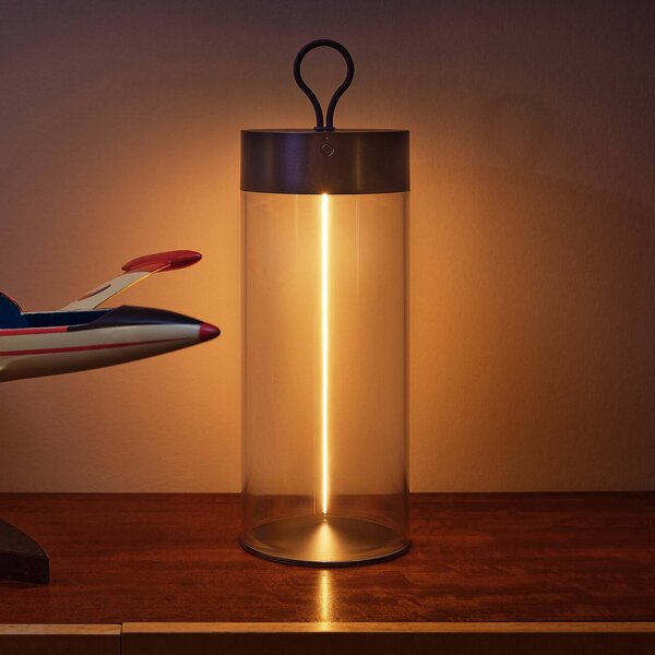 OSRAM stolová LED lampa na batérie DECOR FILAMENT, tmavošedá 32 cm, Hliník / sivá / zinok, Obývacia izba / jedáleň, Plast, Moderný