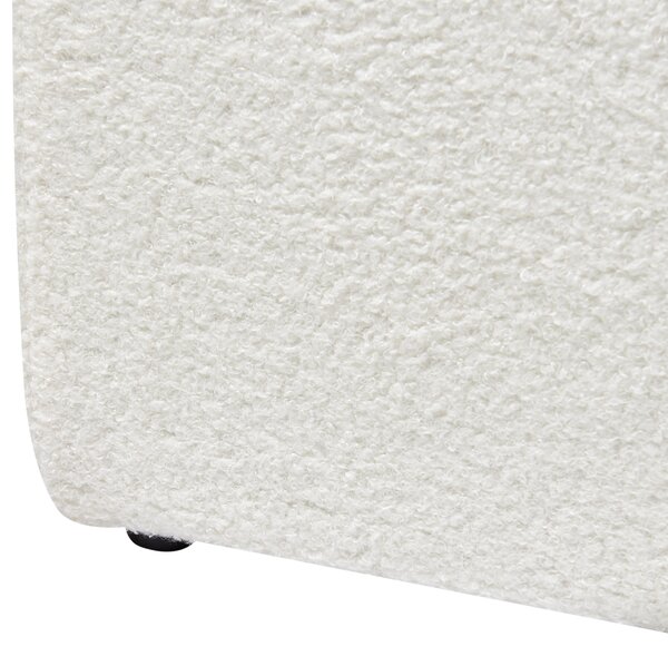 Posteľ s úložným priestorom krémová biela buklé čalúnená 90 x 200 cm minimalistický retro dizajn zaoblené čelo postele